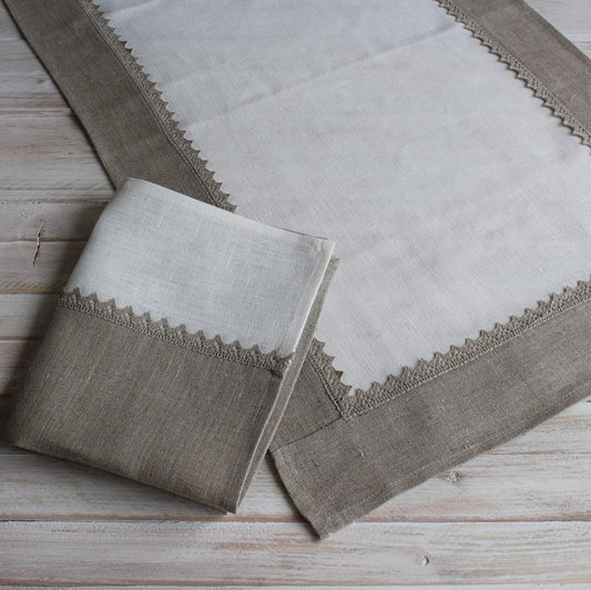 Table runner with lace NATALIE - Linen4me
