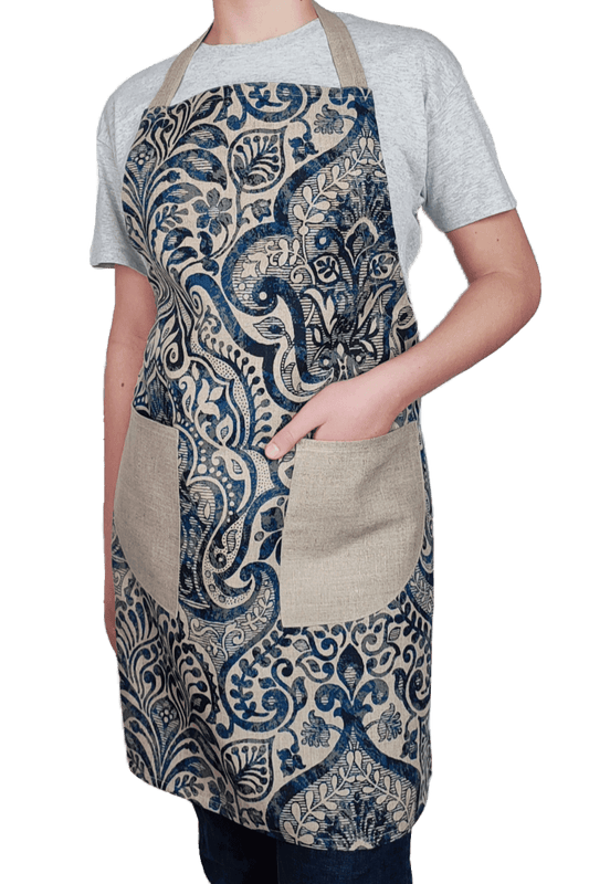 Apron BLUE ORNAMENT - Linen4me