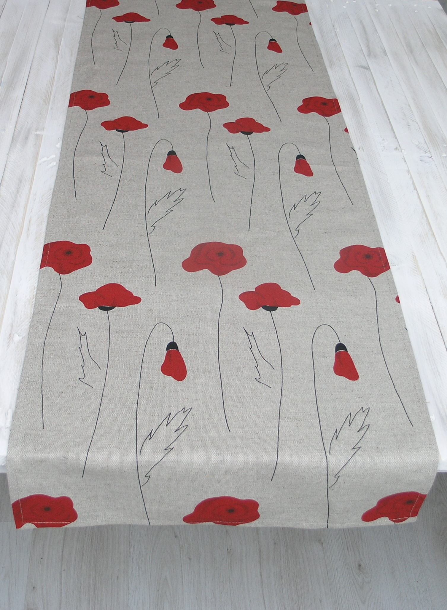 Table runner POPPIES - Linen4me