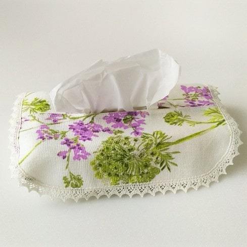 Cover for box with paper napkins LILAC - Linen4me