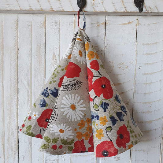 Round kitchen towel FLOWERS - Linen4me