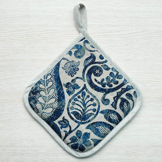 Kitchen potholder BLUE ORNAMENT - Linen4me