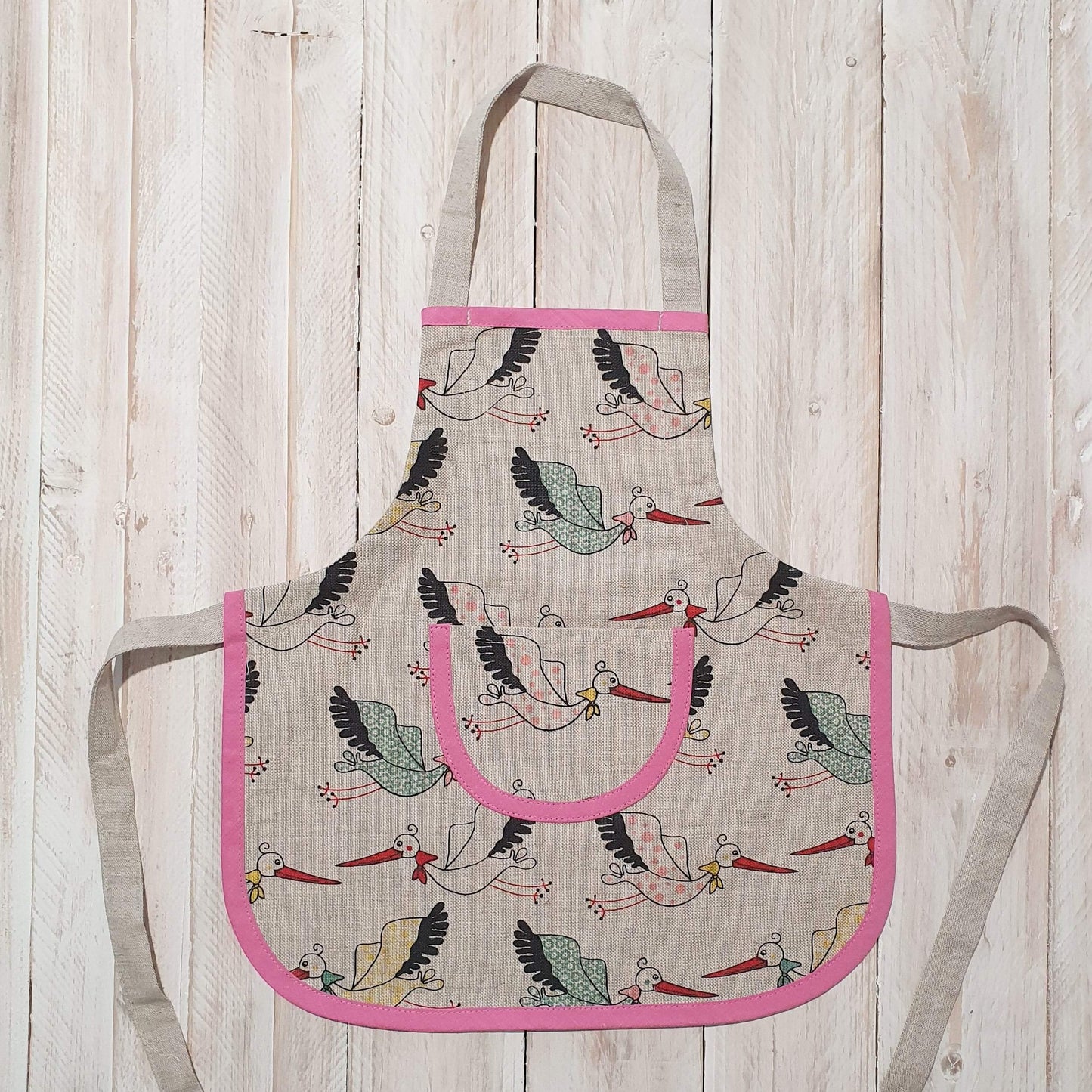 Children's apron (1-4 years old) STORK - Linen4me