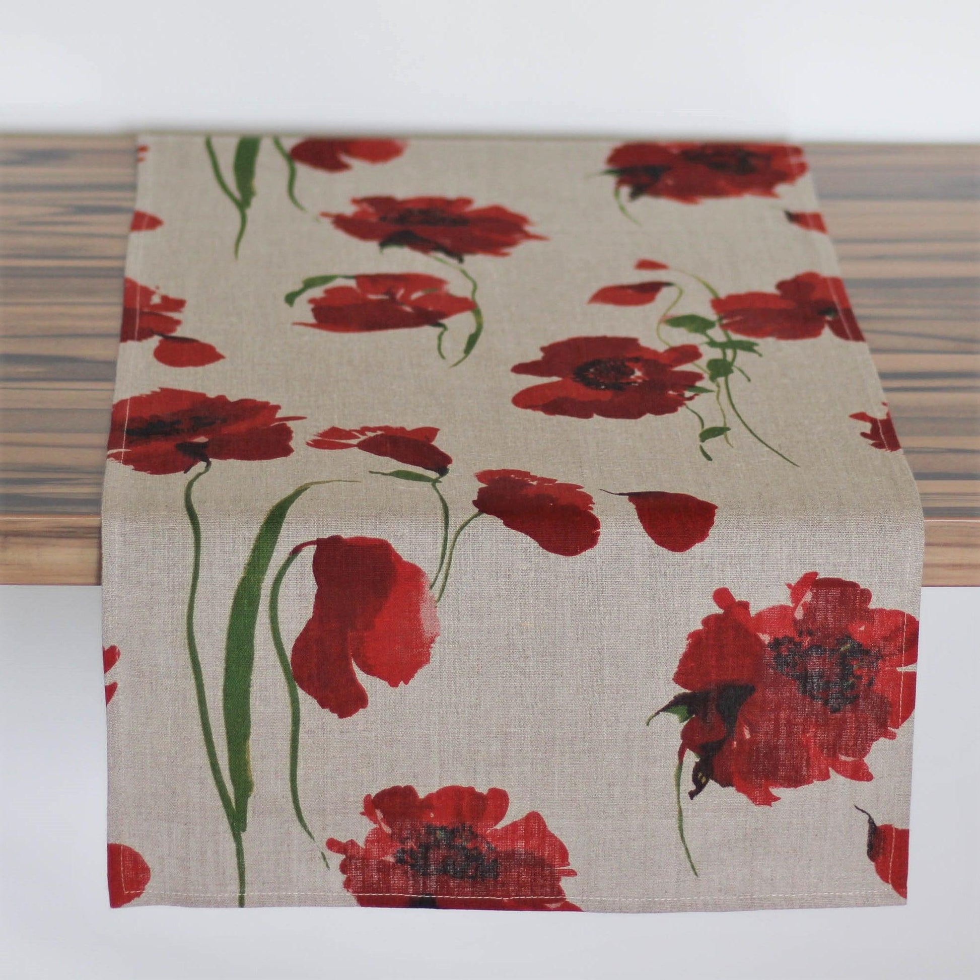 Table runner RED FLOWERS - Linen4me