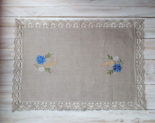 Napkin with embroidery CORNFLOWER - Linen4me