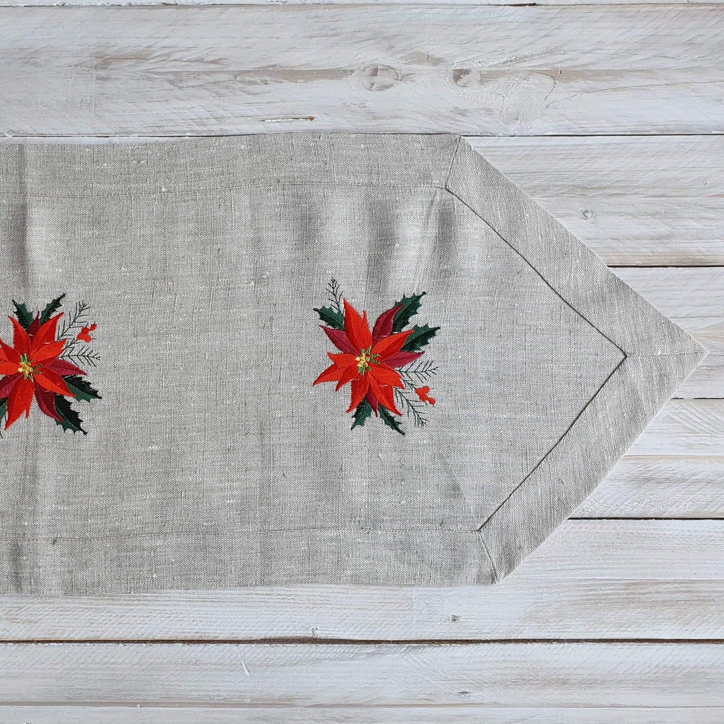 Table runner with embroidery WINTER - Linen4me