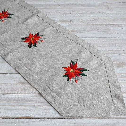Table runner with embroidery WINTER - Linen4me