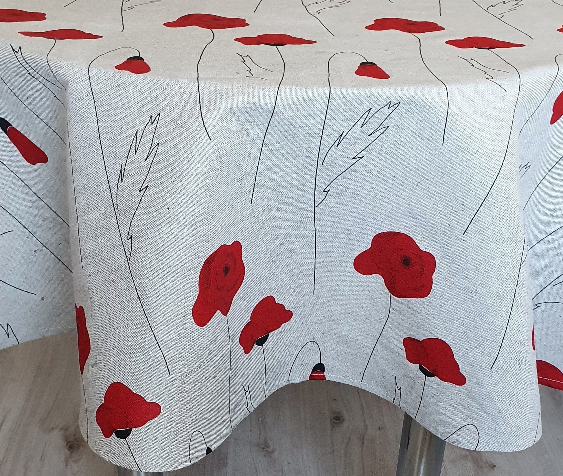 Round tablecloth POPPIES - Linen4me