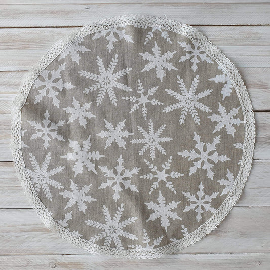 Round doily with lace WINTER - Linen4me