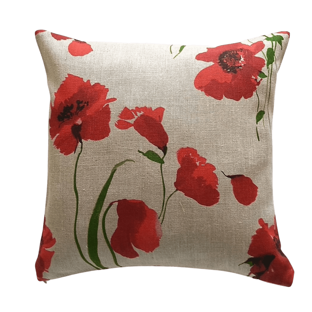 Decorative pillowcase RED FLOWERS - Linen4me