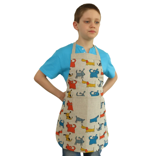 Children's apron (4-8 years old) ORANGE PUPPY - Linen4me